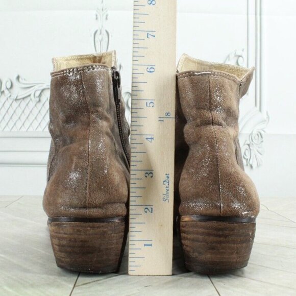Seychelles Metallic Brown Slouch Side Zip Almond Toe Ankle Boots Size 10 - Picture 6 of 9